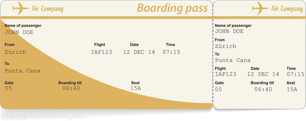 矢量图像的航空公司登机票